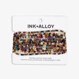 Sage Color Block Beaded 10 Strand Stretch Bracelets | Jewel Tone