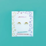 Rainbow Enamel Flat Back Earrings