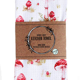 Watercolor Mushrooms Red | Two Sided Waffle Weave Microfiber Towels