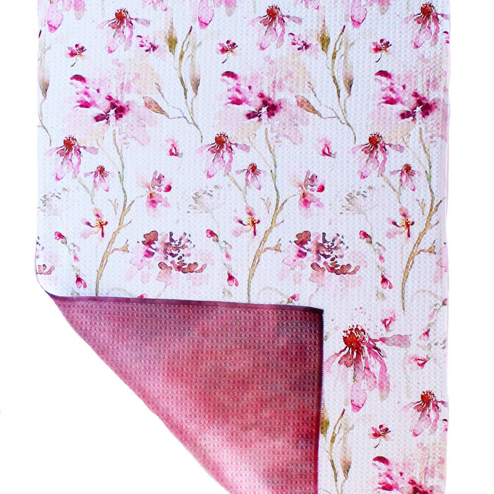 Blush Watercolor Cone Flowers | Two Sided Waffle Weave Microfiber Towels