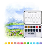 Watercolor Pocket Set Of 12 With Brush | Landscape Colors
