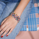 Sage Confetti Beaded 10 Strand Stretch Bracelets | Multicolor