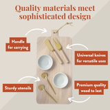 7 Piece Cheese Board Set | White Washed Wood