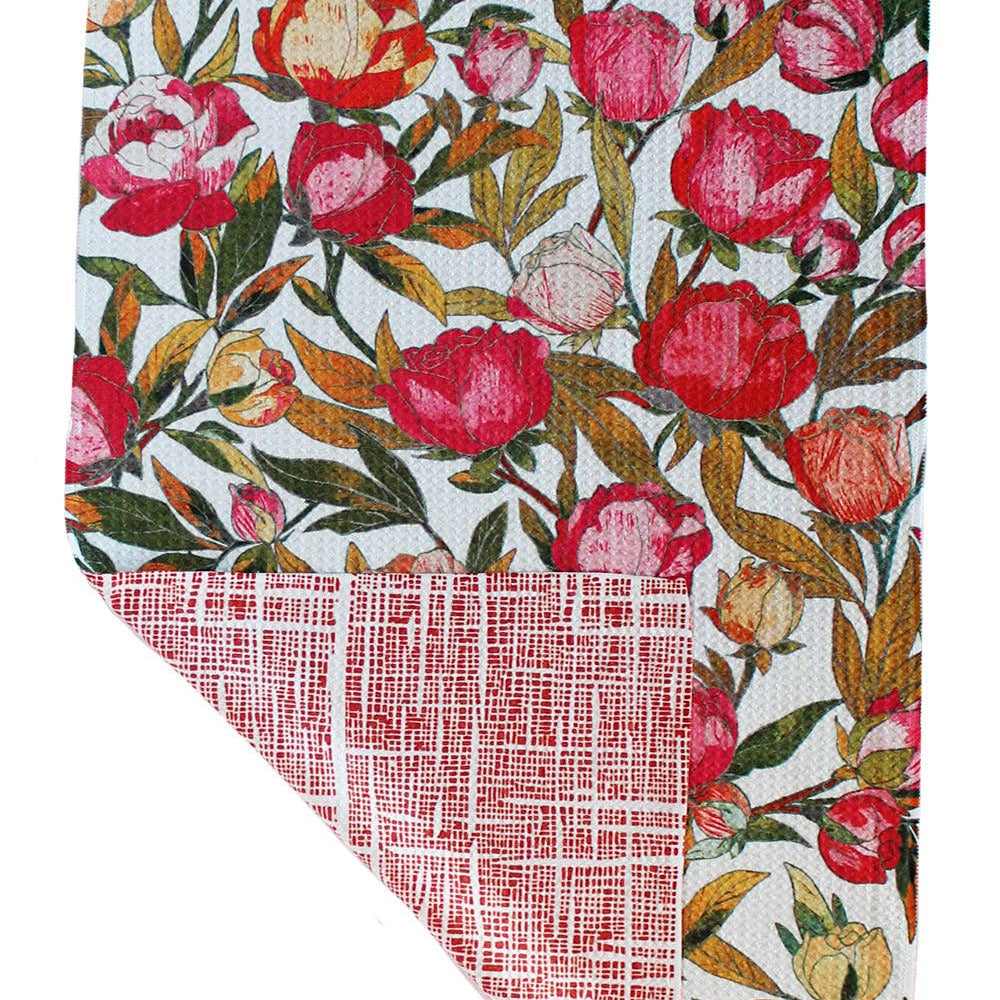 Red Roses | Two Sided Waffle Weave Microfiber Towels