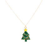 Christmas Tree Enamel Charm Necklace