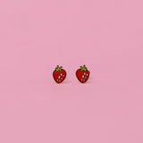 Strawberry Enamel Flat Back Earrings