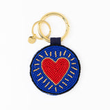 Kelsey Evil Eye Seed Bead Bag Charm Key Ring | Royal Blue