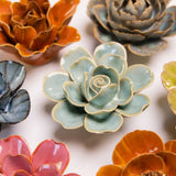 Teal Gardenia Ceramic Flower
