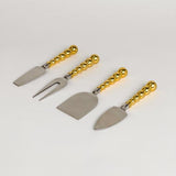 Gold Beaded Cheese Knives | Set of 4