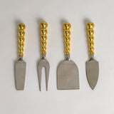 Gold Beaded Cheese Knives | Set of 4