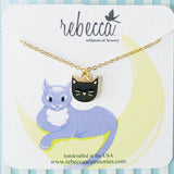 Black Cat Enamel Charm Necklace