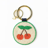 Kelsey Cherries Seed Bead Bag Accessory Key Ring | Red
