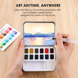 Watercolor Pocket Set Of 12 With Brush | Landscape Colors