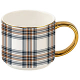 Orange Navy Plaid Coffee Mug