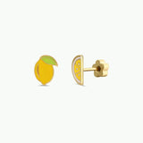 Lemon Enamel Flat Back Earrings