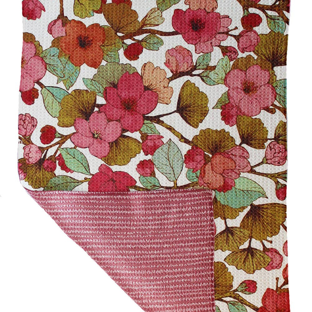 Maroon Blossoms | Two Sided Waffle Weave Microfiber Towels