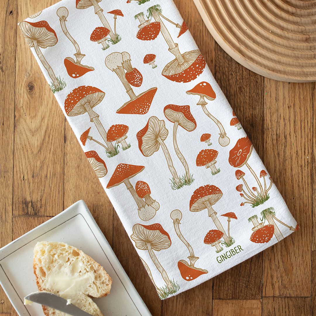 Enchanted Toadstools Tea Towel