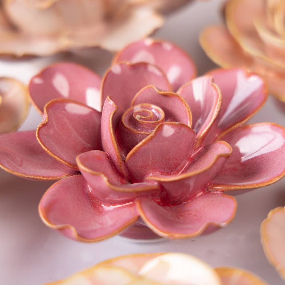 Pink Gardenia Ceramic Flower