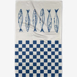 Sardine Check Blue Tea Towel