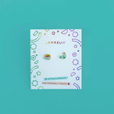 Bookworm Enamel Flat Back Earrings