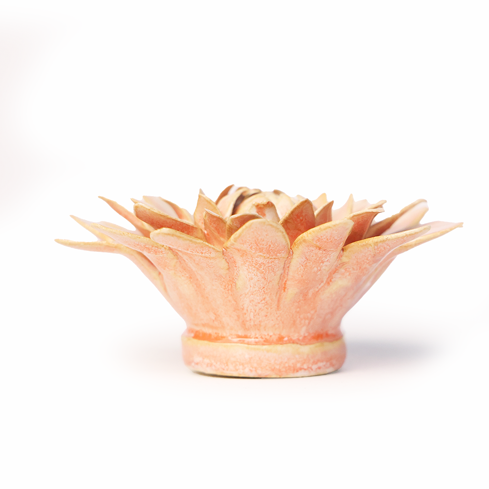 Peach-Pink Strawflower Ceramic Flower