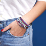 Sage Mixed Stripe Beaded 10 Strand Stretch Bracelet Set | Iceland
