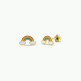 Rainbow Enamel Flat Back Earrings