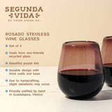 Rosado Recycled Glass Stemless Wine Glasses | Set of 2
