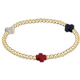 enewton | Signature Cross Gold Pattern 3mm Bead Bracelet | Firecracker