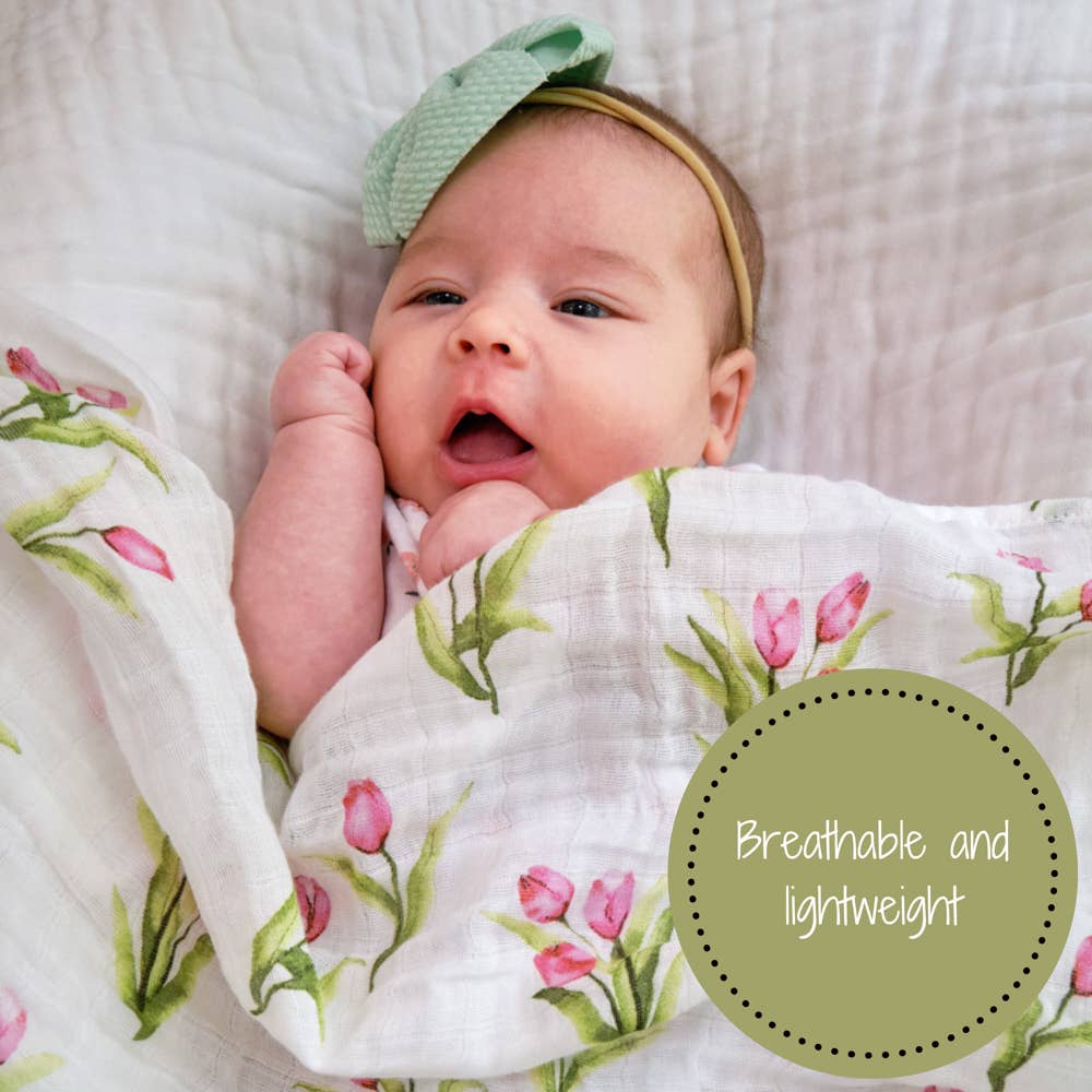 Tulip Garden Muslin Swaddle Blanket