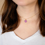 Bff Best Friends Forever Purple Enamel Charm Necklace