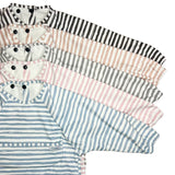 Grayson Long Sleeve Bib | Brush Stripes | Petal Pink