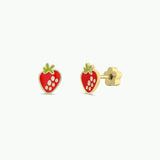 Strawberry Enamel Flat Back Earrings