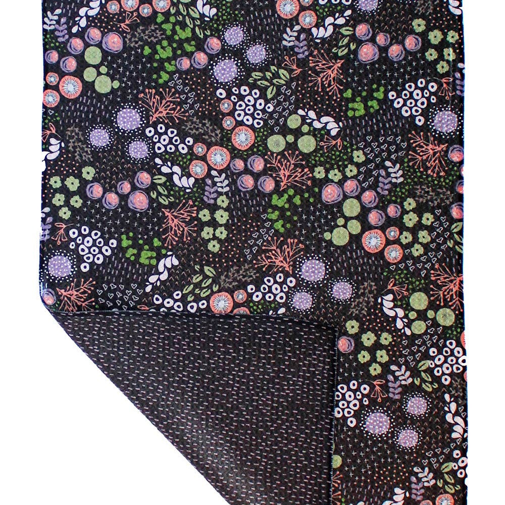 Circle Flowers Black and Coral | Two Sided Waffle Weave Microfiber Towels