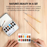 Watercolor Pocket Set Of 12 With Brush | Autumn Colors