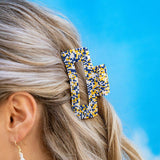 Lola Game Day Confetti Beaded Hair Claw | Blue + Yellow