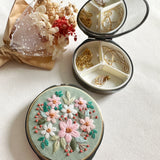 Embroidered Round Jewelry Box With Mirror