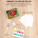 Watercolor Pocket Set Of 12 With Brush | Landscape Colors