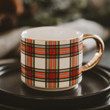 White Plaid Coffee Mug