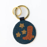 Kelsey Boot Seed Bead Bag Accessory Key Ring | Navy