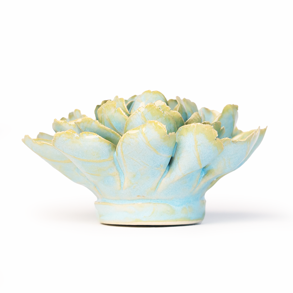 Blue Marigold Ceramic Flower