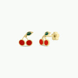 Cherry Enamel Flat Back Earrings