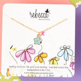 Blue Flower Enamel Charm Necklace