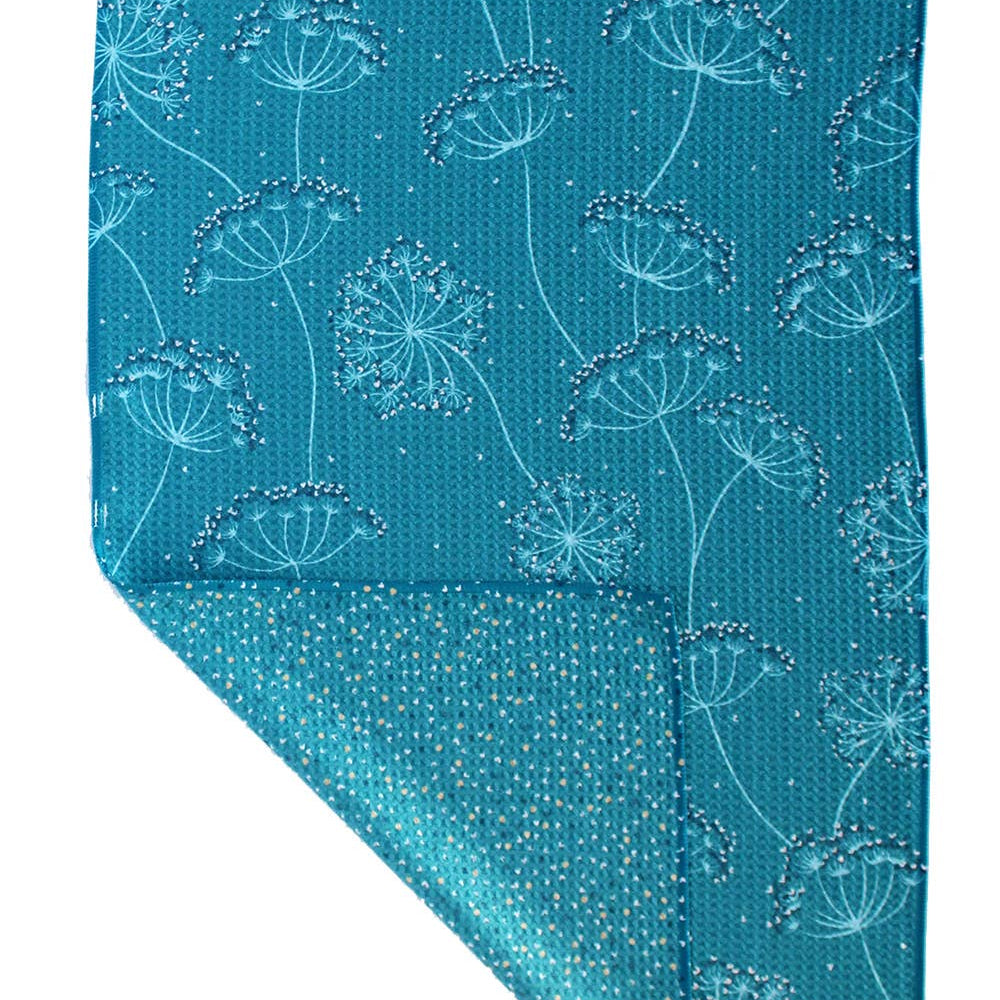 Teal Queen Anne's Lace | Two Sided Waffle Weave Microfiber Towels