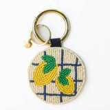 Kelsey Lemons Seed Bead Bag Accessory Key Ring | Lemon Yellow Ivory