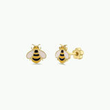 Bumble Bee Enamel Flat Back Earrings