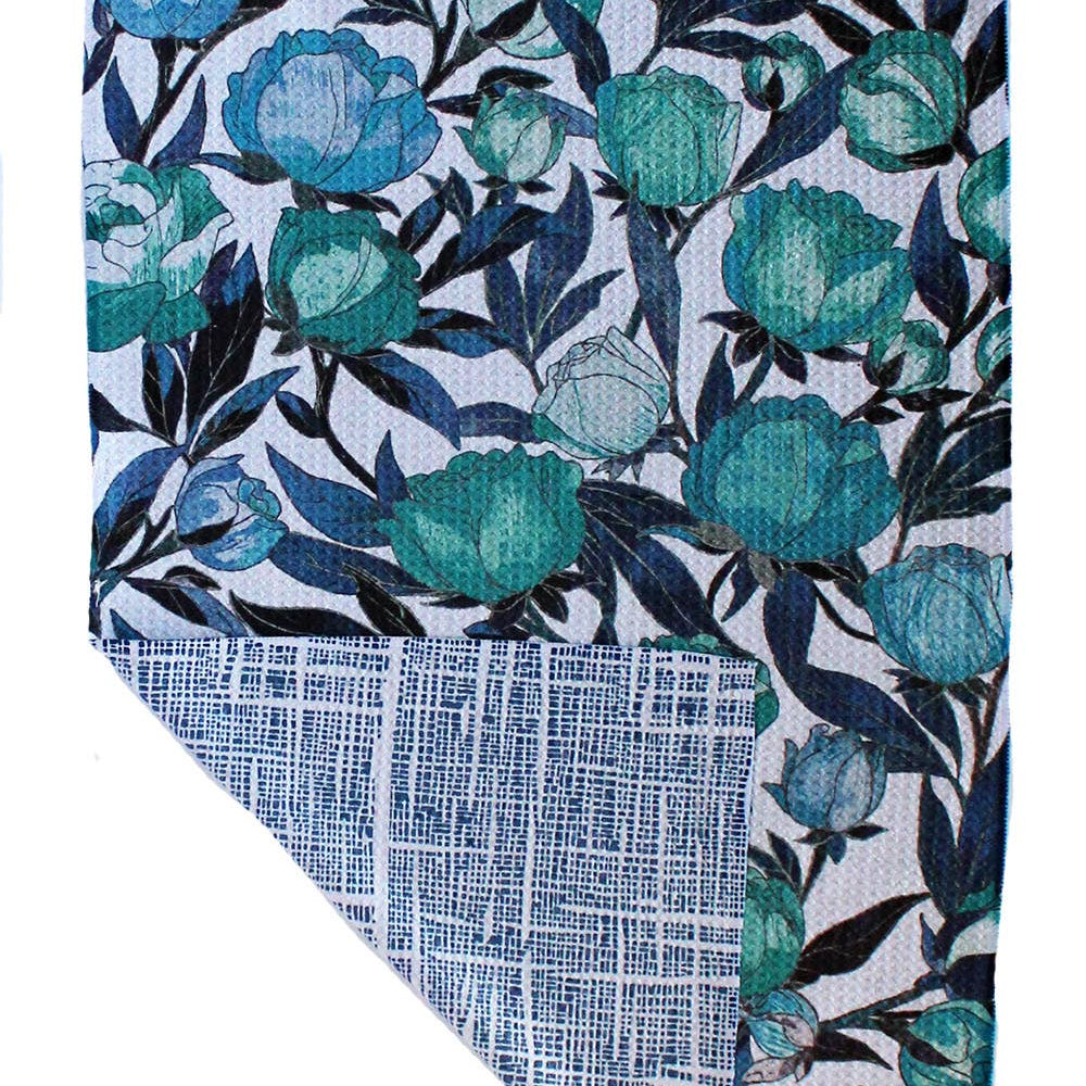 Blue Roses | Two Sided Waffle Weave Microfiber Towels