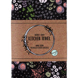 Circle Flowers Black and Coral | Two Sided Waffle Weave Microfiber Towels