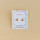 Cherry Enamel Flat Back Earrings