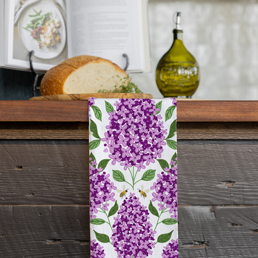 Purple Lilac Tea Towel